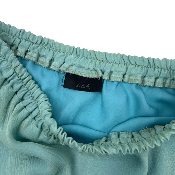 Lea Womens Vintage 90s Y2K Silk Aqua Fairy Gauze Maxi Skirt Sz M - Picture 8 of 11